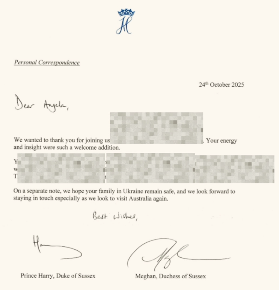 Prince Harry and Meghan Markle's letter