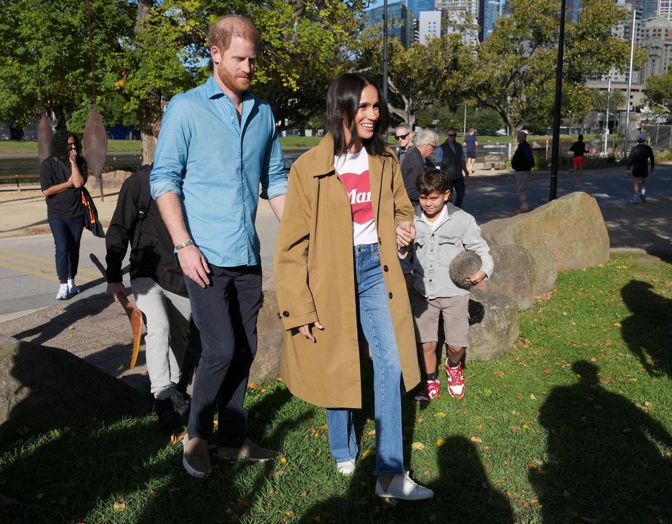Prince Harry and Meghan, the Duke and Duchess of Sussex, take part in the Scar Tree Walk in Melbourne, Victoria