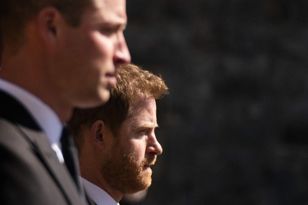 Prince Harry and the Duke of Cambridge were seen alongside each other at the funeral, a sight that has become increasingly rare following the Duke of Sussex's departure from royal duties.
