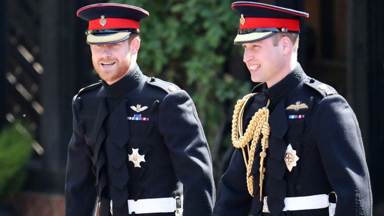 Prince Harry arrives at his wedding to Ms. Meghan Markle with his best man Prince William, Duke of Cambridge