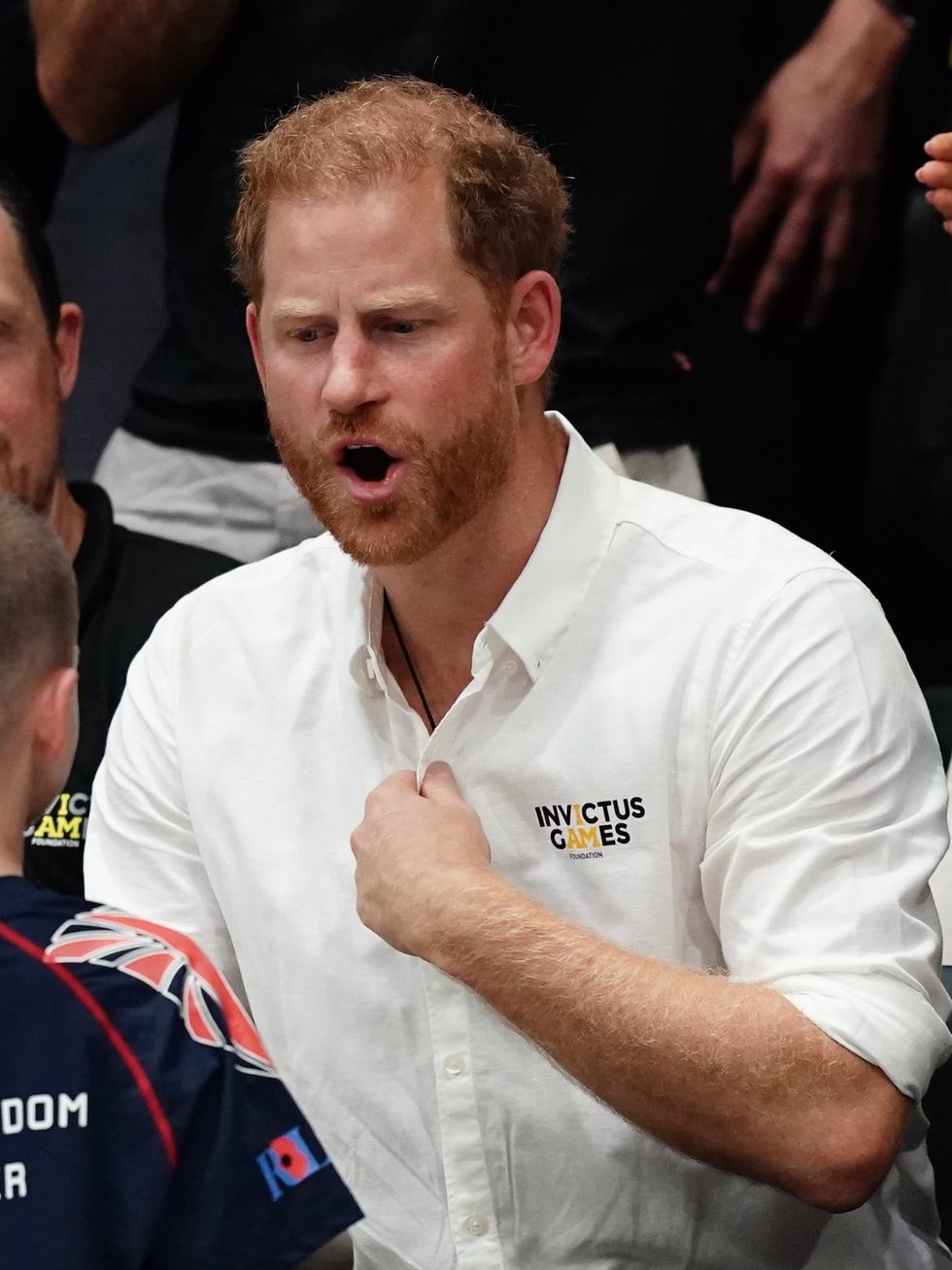 Prince Harry cheers on Team UK and Team US in the wheelchair Rugby finals of the Invictus Games