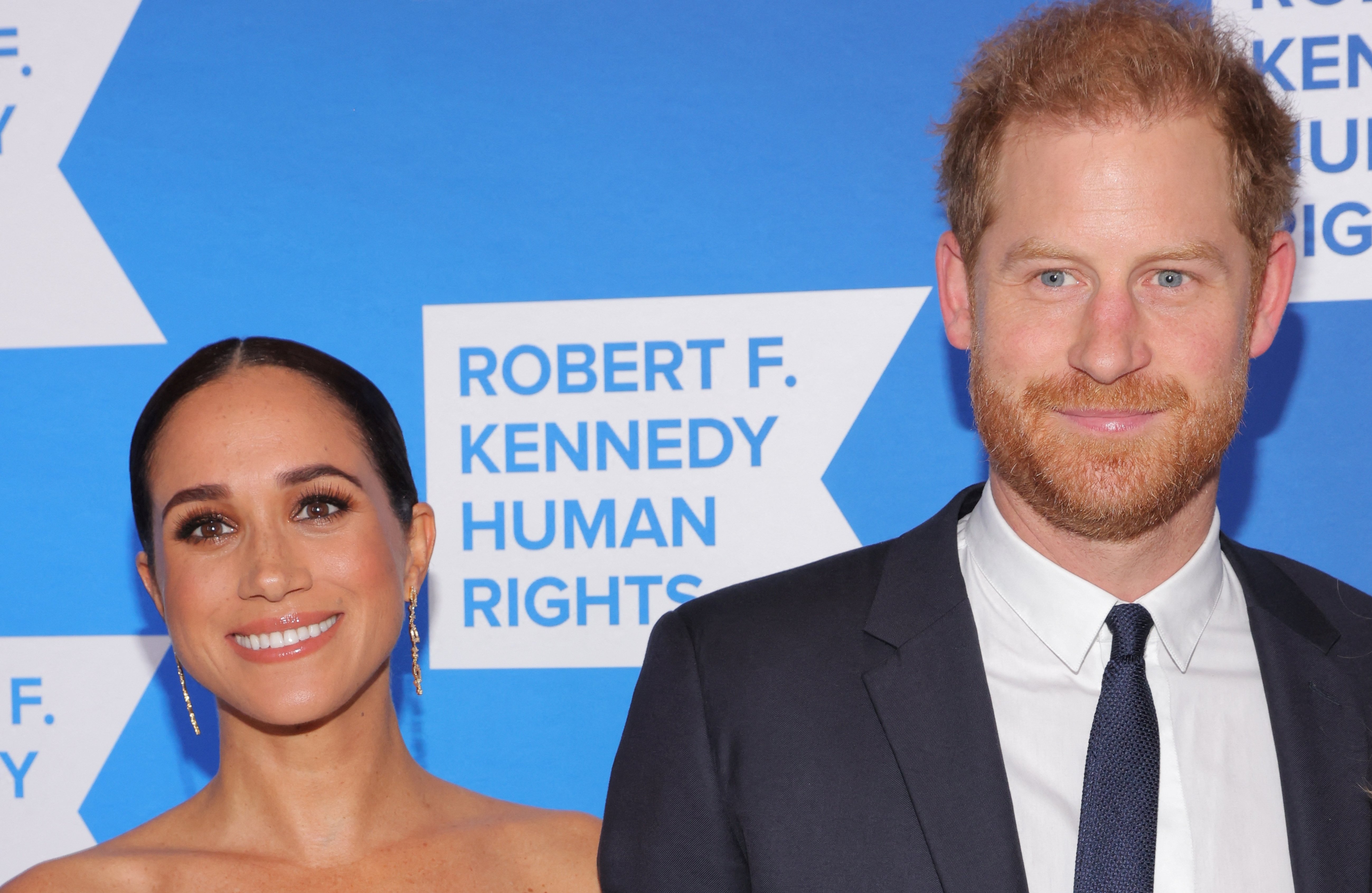 Prince Harry, Duke of Sussex, Meghan, Duchess of Sussex and Kerry Kennedy, President of RFK Human Rights attend the 2022 Robert F. Kennedy Human Rights Ripple of Hope Award Gala in New York City, U.S., December 6, 2022.