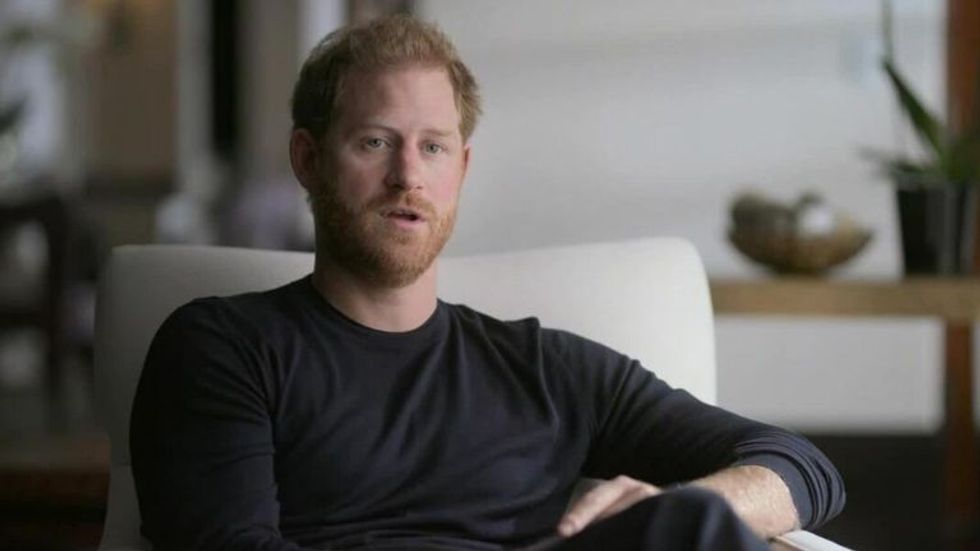 Prince Harry giving an interview for Netflix