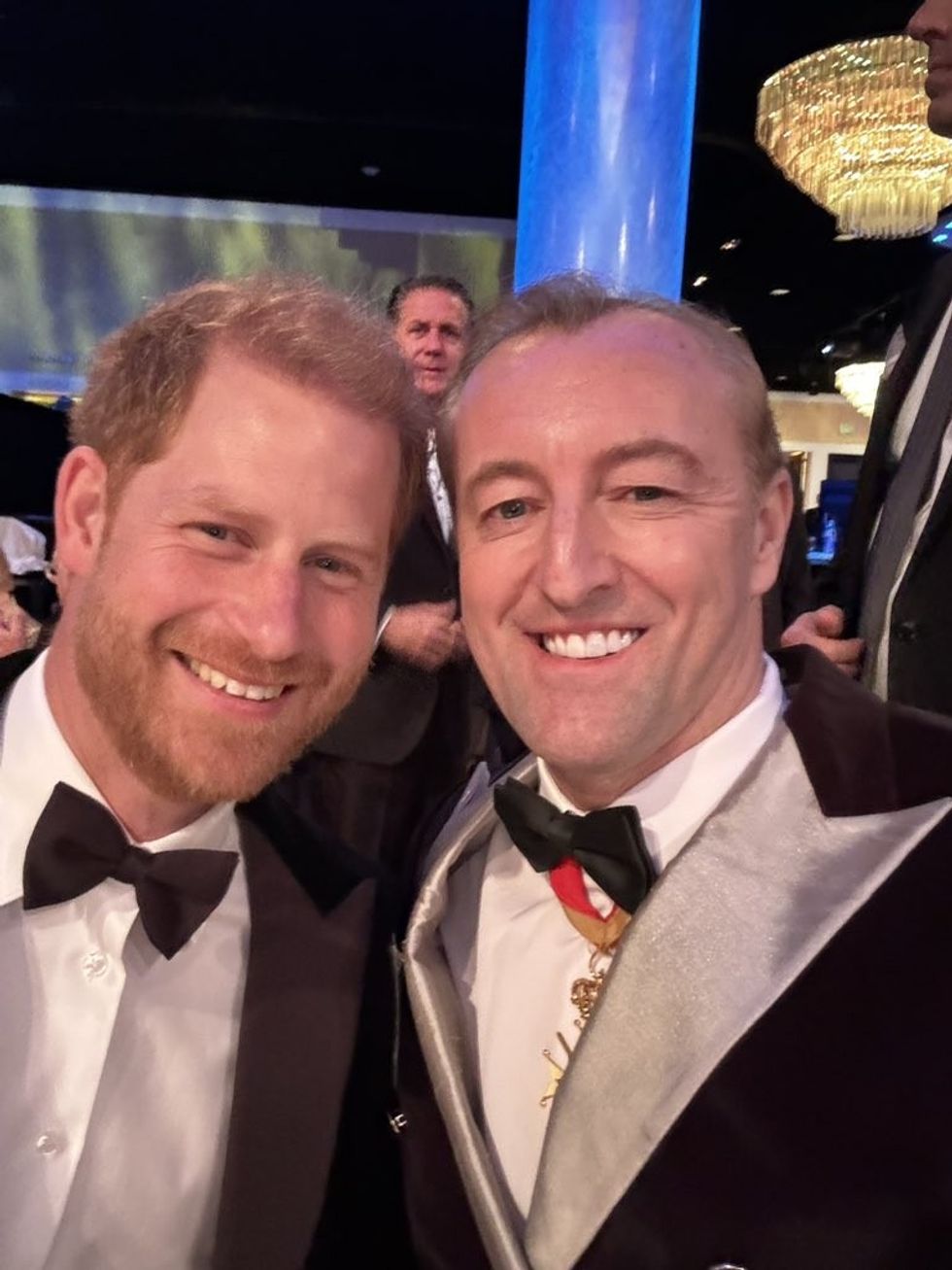 Prince Harry (left) and German royal Prince Mario-Max Schaumburg-Lippe (right)