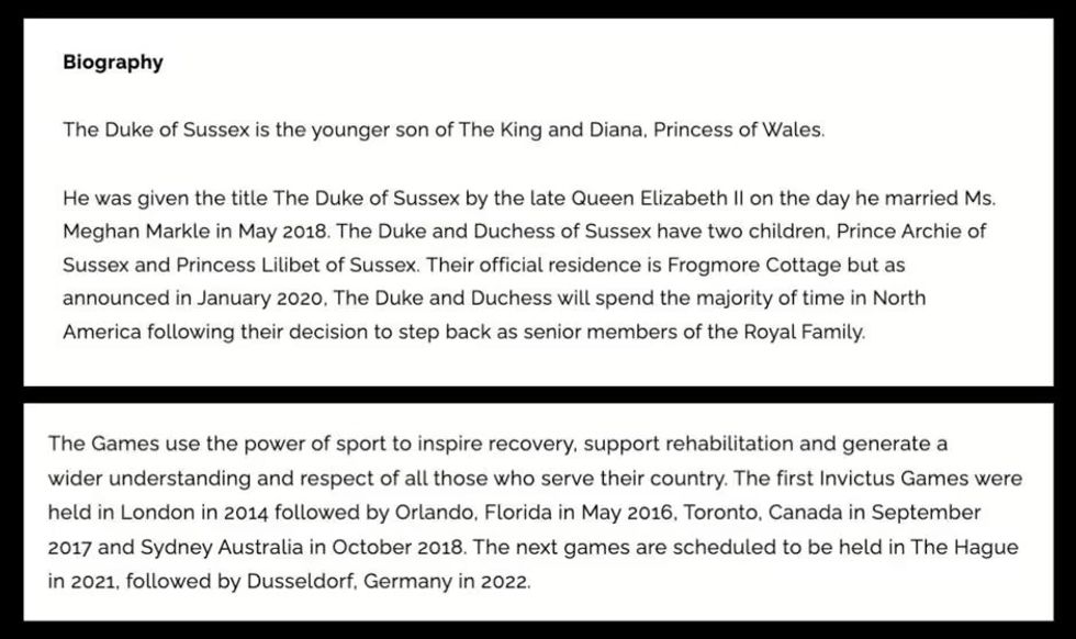 Prince Harry's biography