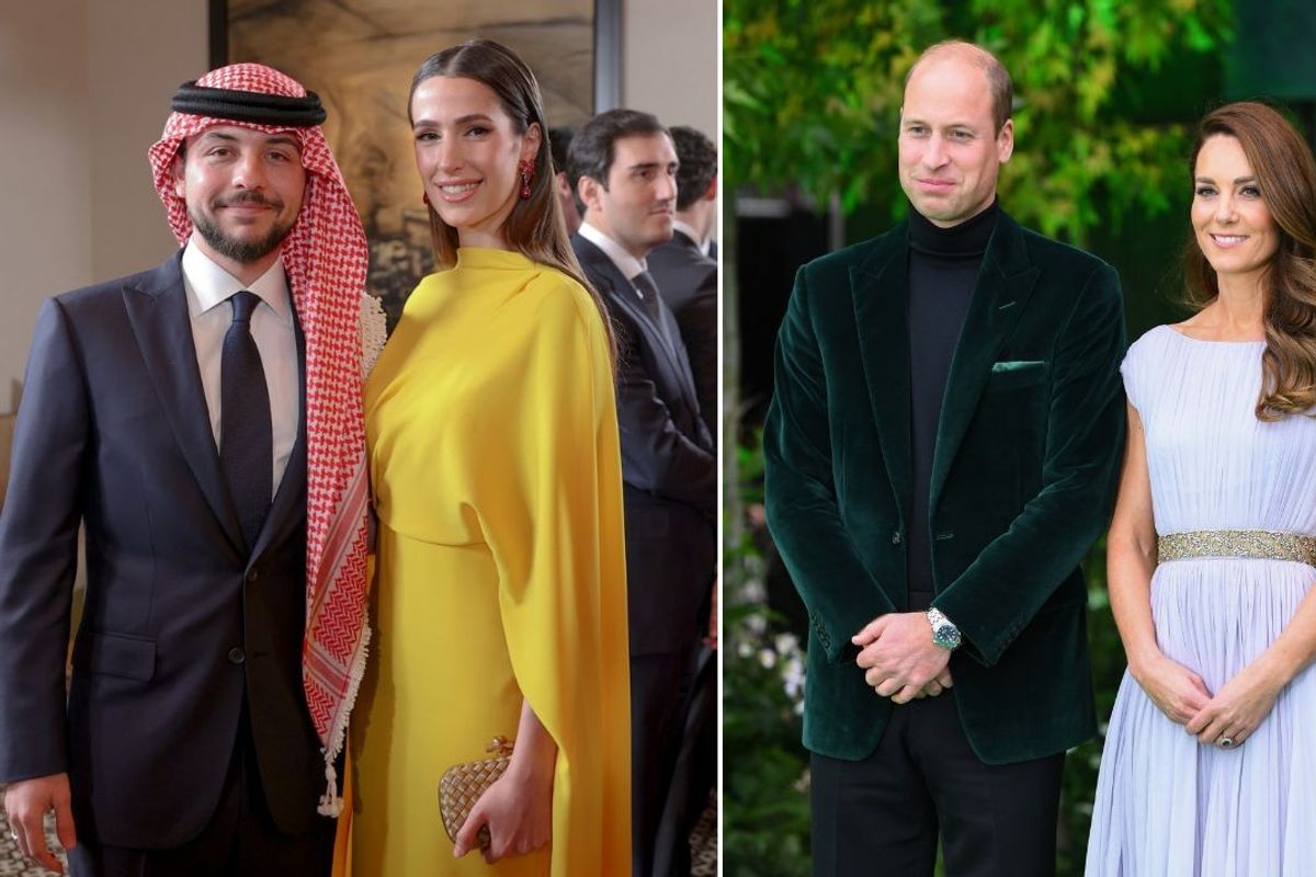 Prince Hussein and Princess Rajwa and Prince William and Princess Kate