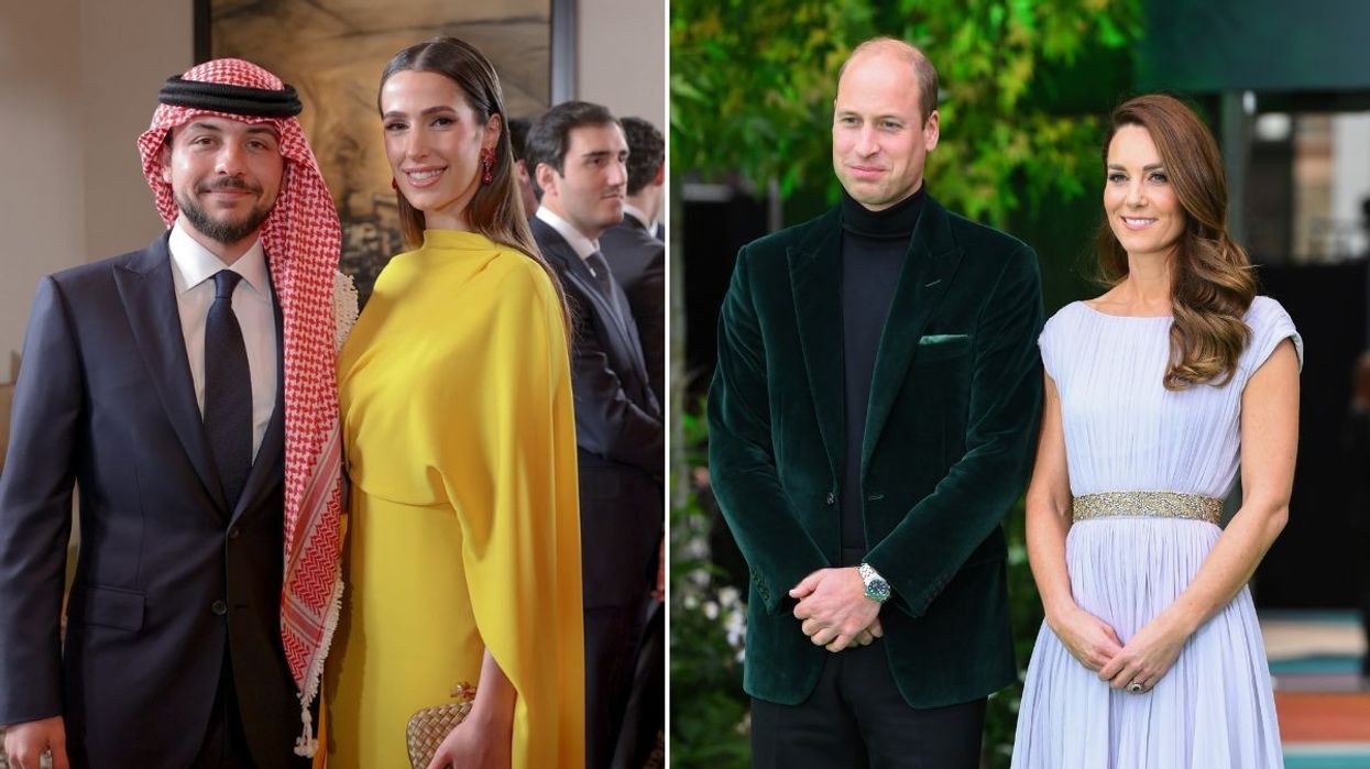 Prince Hussein and Princess Rajwa and Prince William and Princess Kate