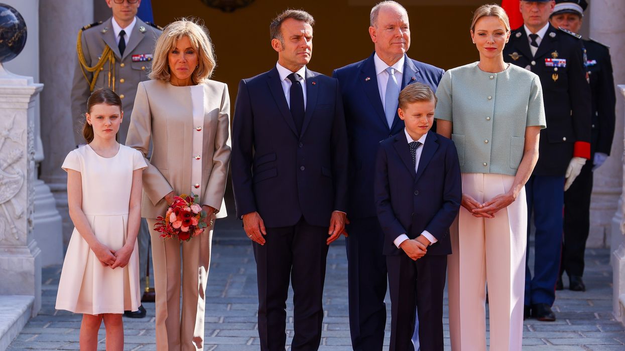 Prince Jacques and Princess Gabriella, Prince Albert, Princess Charlene, Emmanuel Macron, Brigitte Macron