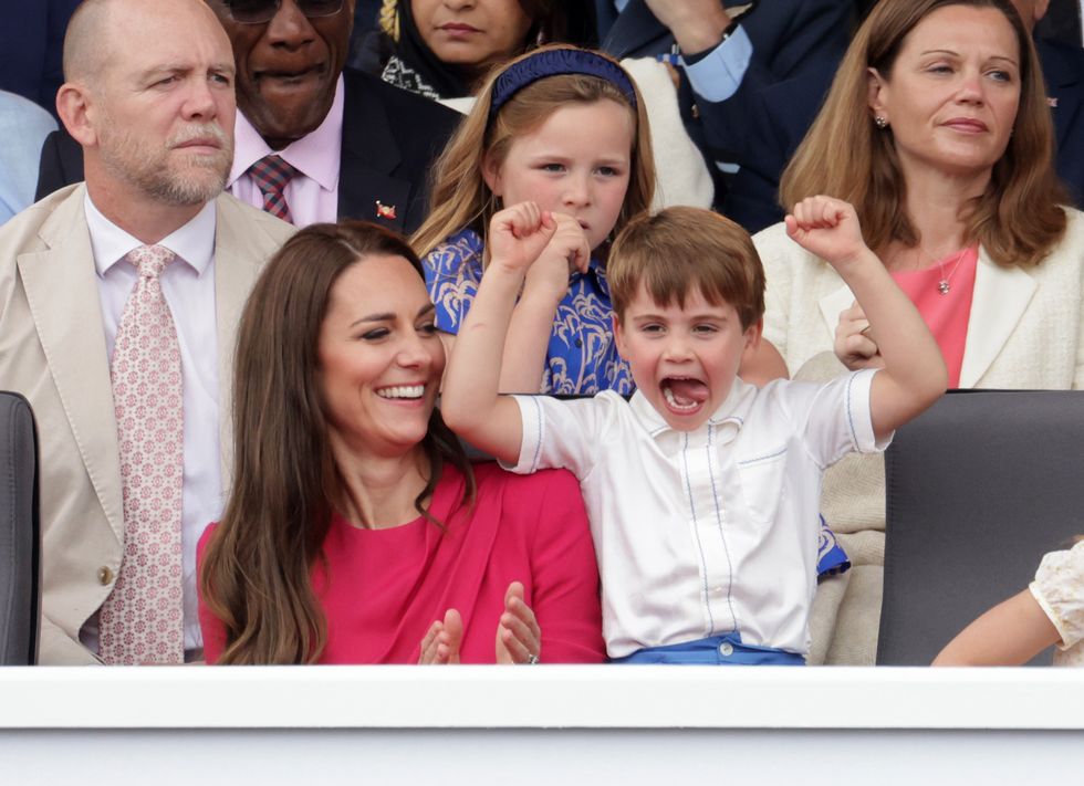 Prince Louis dances during the Platinum Jubilee Pageant in front of Buckingham Palace, London, on day four of the Platinum Jubilee celebrations. Picture date: Sunday June 5, 2022.