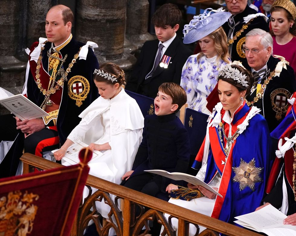 Prince Louis yawning during the Coronation ceremony
