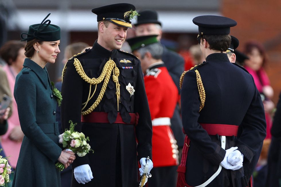 Prince William and Catherine, Duchess of Cambridge attend the St Patrick's Day Parade in Aldershot