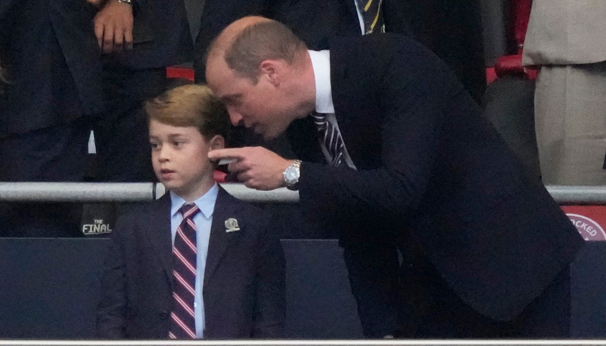 Prince William and Prince George in the stands before England's Euro 2020 final against Italy at Wembley.