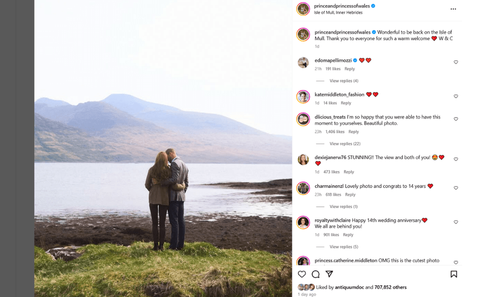 Prince William and Princess Kate Instagram