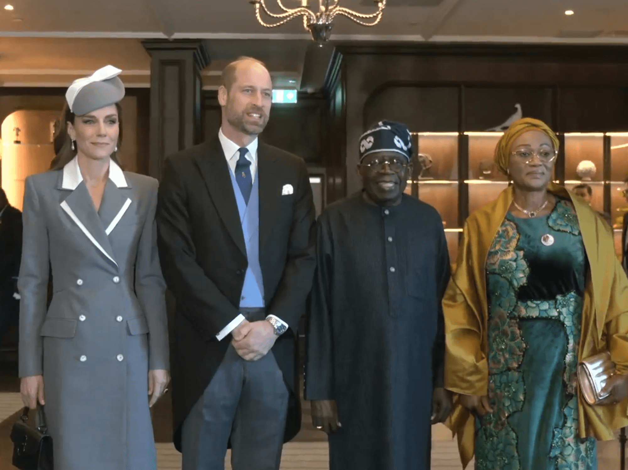 Prince William and Princess of Wales pictured meeting Nigerian President and First Lady