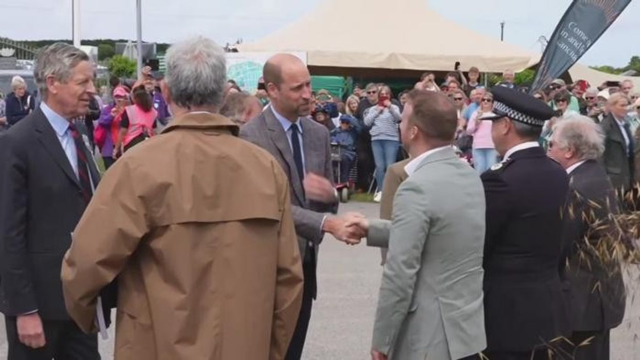 Duchess of Edinburgh embraces King Charles as she steps up for monarch at event