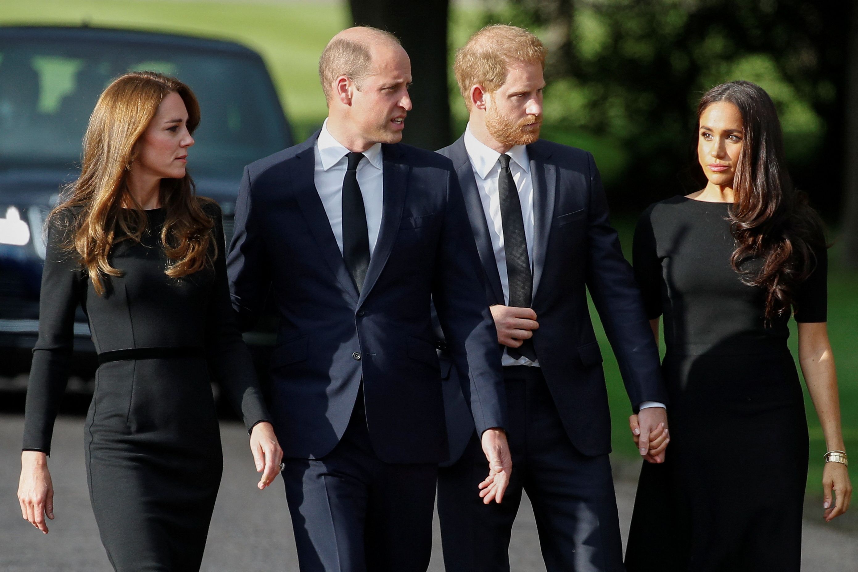 Prince William, Kate, Princess of Wales with Prince Harry and Meghan, Duchess of Sussex