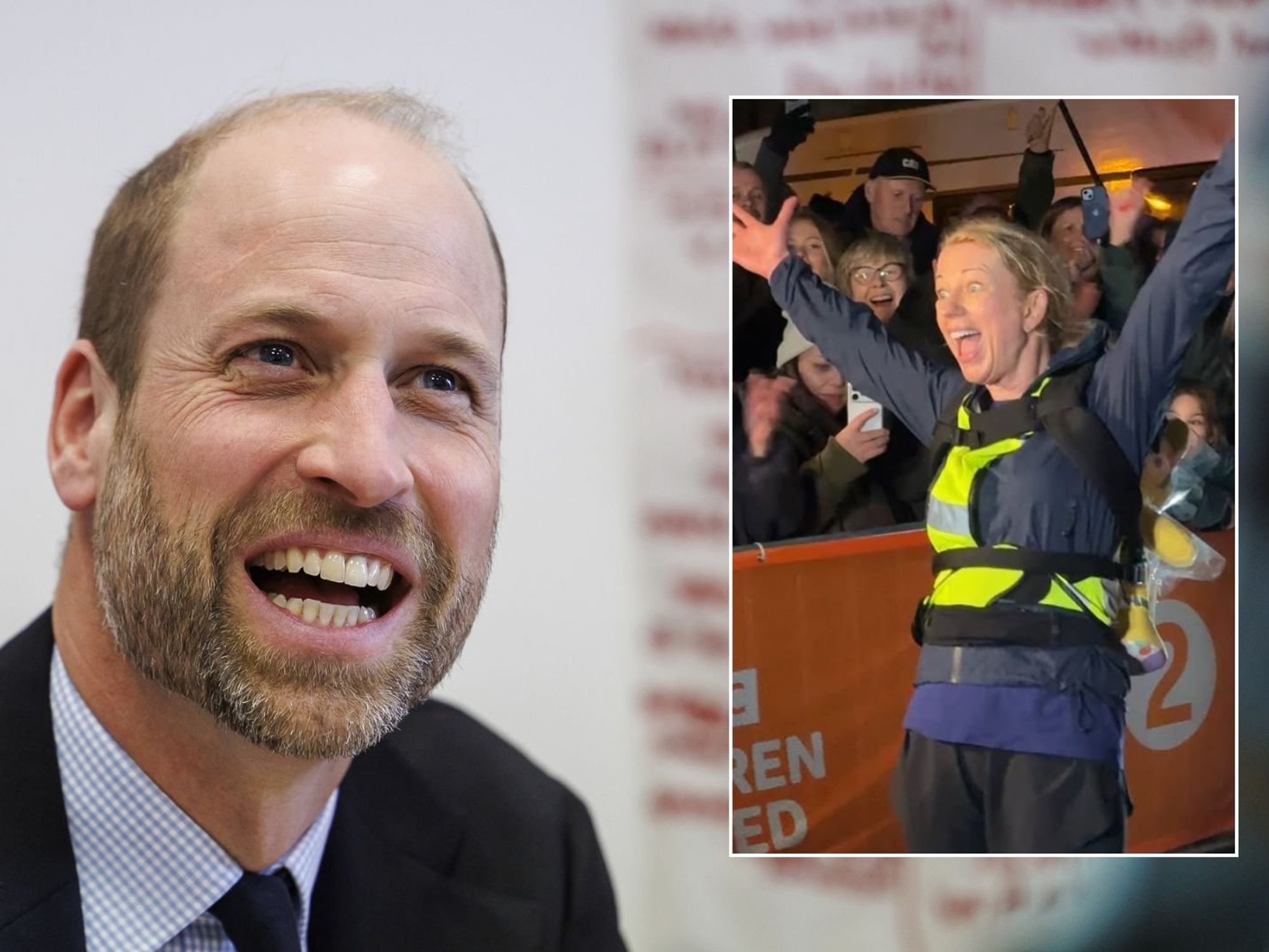 Prince William tells emotional Sara Cox the nation is 'so proud' of her as he backs marathon challenge