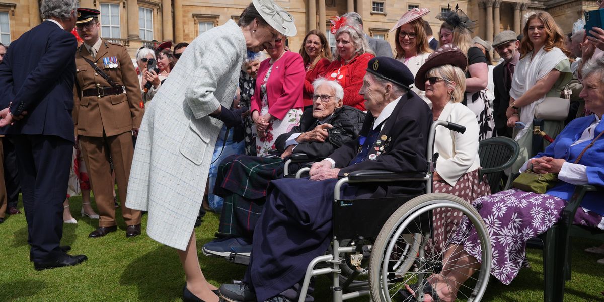 Princess Anne told to ‘slow down’ by veteran, 100, at Buckingham Palace garden party Princess Anne told to ‘slow down’ by veteran, 100, at Buckingham Palace garden party