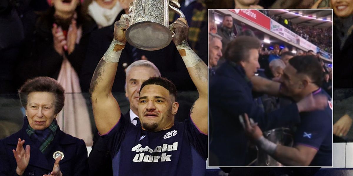 Princess Anne captured in awkward live TV moment with Scotland rugby captain Princess Anne captured in awkward live TV moment with Scotland rugby captain