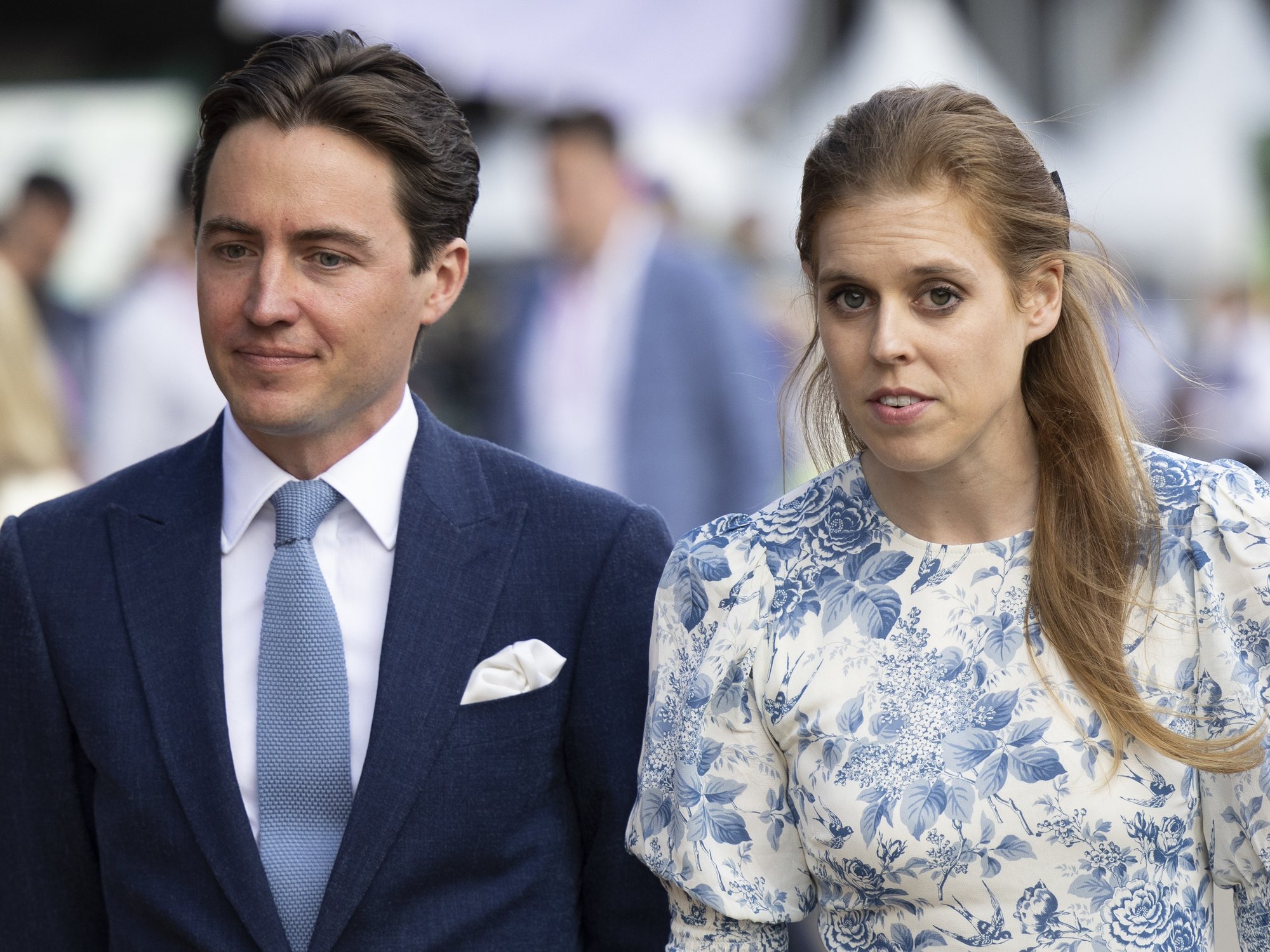 Princess Beatrice and her husband, Edoardo Mapelli Mozzi during a visit by members of the royal family to the RHS Chelsea Flower Show 2022