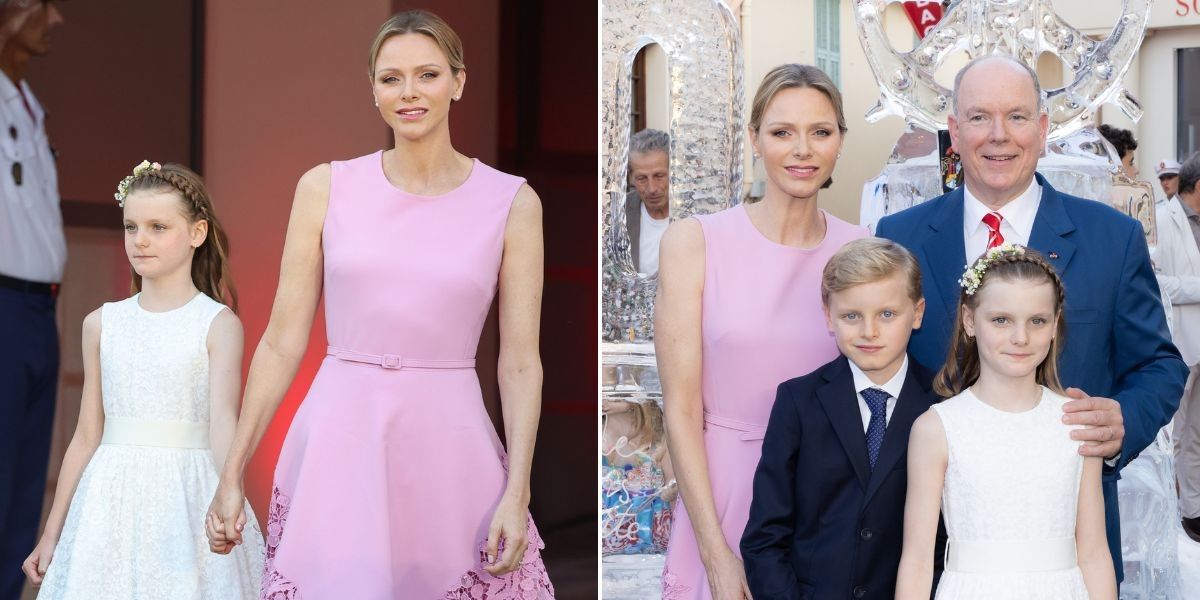 NextImg:Princess Charlene turns heads wearing £4,400 pink dress as Prince Albert delivers speech