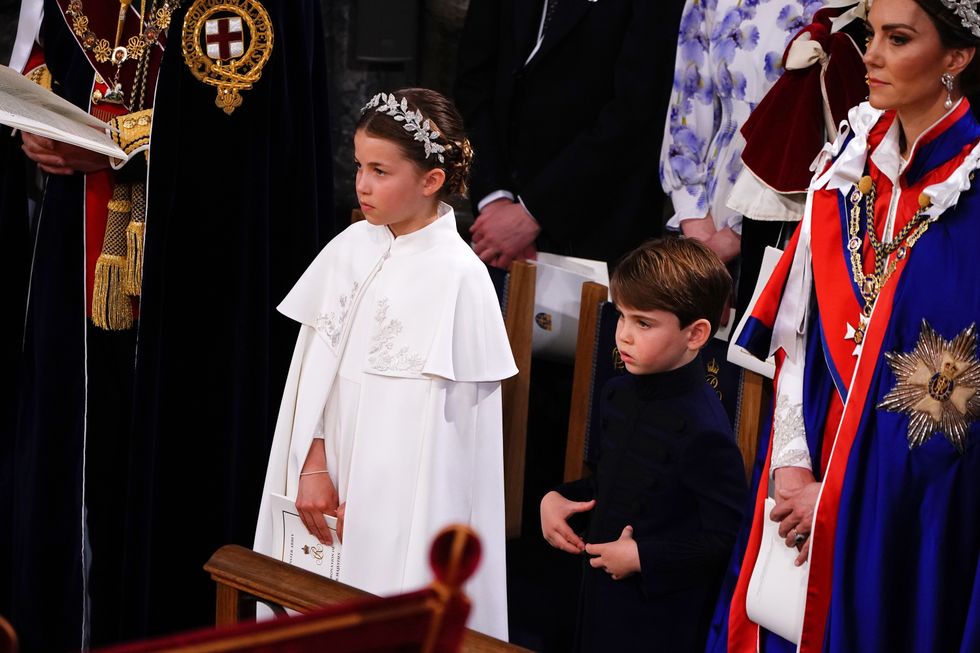 Princess Charlotte and Prince Louis sat with Prince William and Kate Middleton