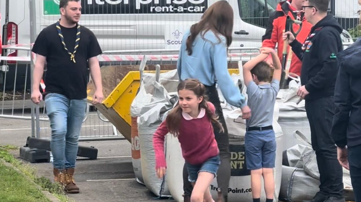 Princess Charlotte was seen sprinting away from mother Princess Kate outside a Scout hut in Slough