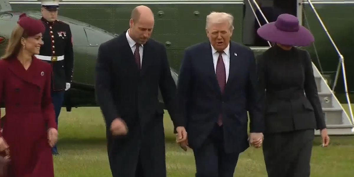 NextImg:Moment Donald Trump and Melania are greeted by Kate and William at Windsor Castle - WATCH