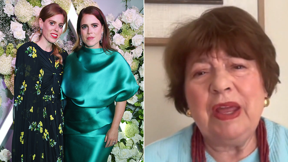 Princesses Eugenie and Beatrice and Angela Levin