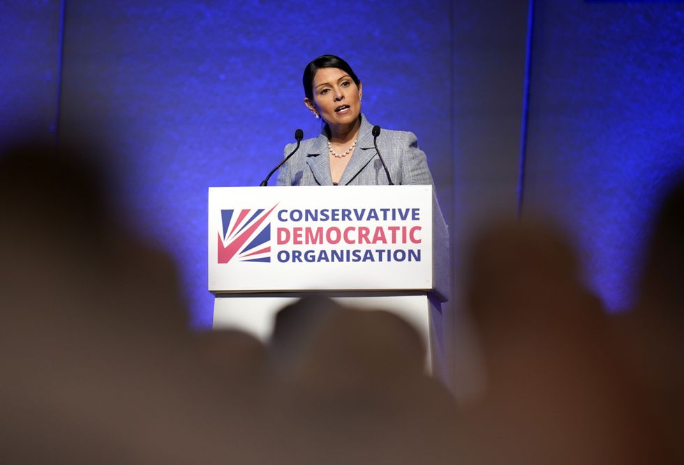 Priti Patel giving a speech