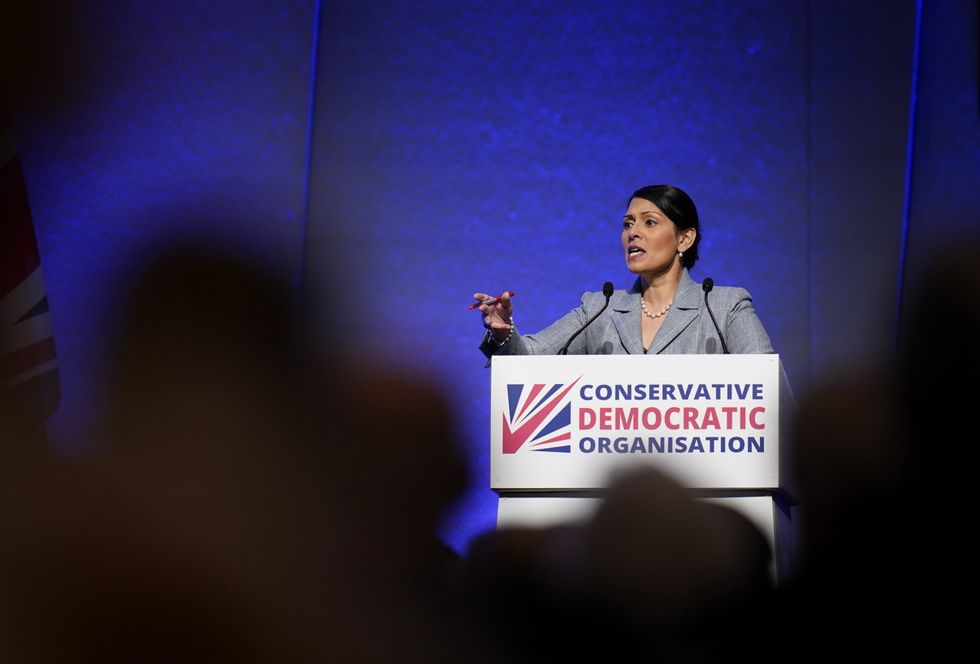 Priti Patel giving a speech
