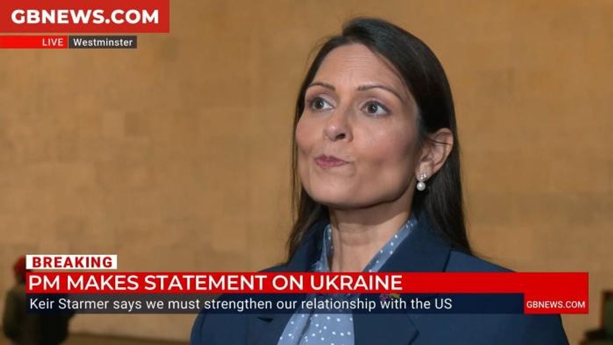 ‘The aggressor is Russia!’ Priti Patel takes aim at Nigel Farage after Starmer’s ‘fawning over Putin’ jibe