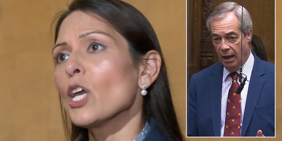 NextImg:‘The aggressor is Russia!’ Priti Patel takes aim at Farage after Starmer’s ‘fawning over Putin’ jibe
