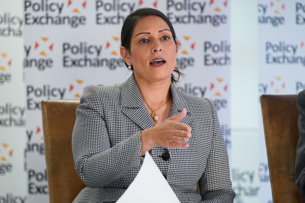 Priti Patel speaking at an event on policing at the Policy Exchange in Westminster
