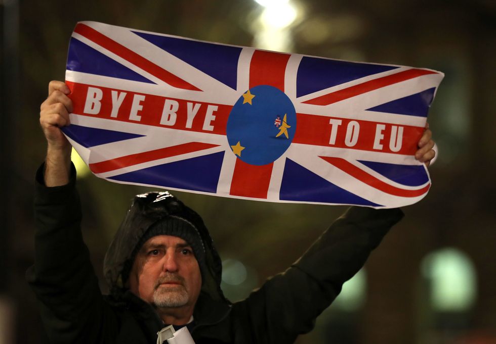 Pro-Brexit supporters gather in George Square, Glasgow, as the UK prepares to leave the European Union, ending 47 years of close and sometimes uncomfortable ties to Brussels. PA Photo. Picture date: Friday January 31, 2020. See PA story POLITICS Brexit. Photo credit should read: Andrew Milligan/PA Wire