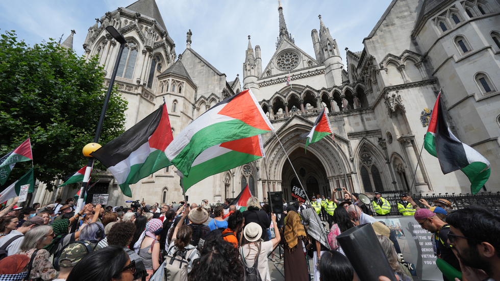 Pro-Gaza protesters have arrived at the High Court in London today