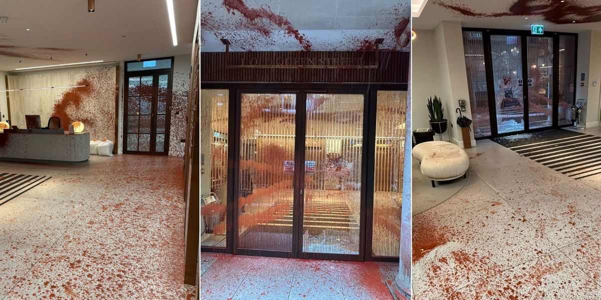 NextImg:Pro Palestine group vandalise Policy Exchange office as demonstrators admit they're 'prepared to use violence to undermine parliamentary democracy'