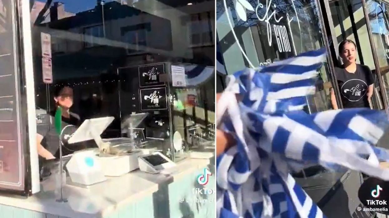 Pro-Palestine activist mistakenly rips down Greek flag in Israel mix-up
