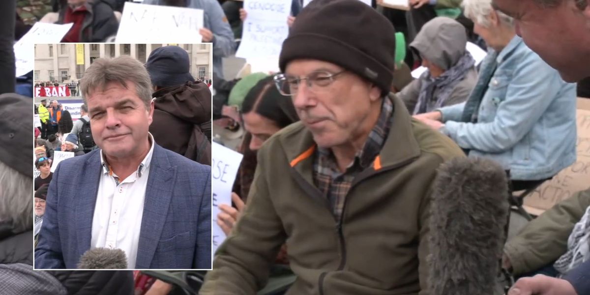 NextImg:GB News star SNUBBED by pro-Palestine protesters as demonstrations begin - 'We are only asking what you are doing!'
