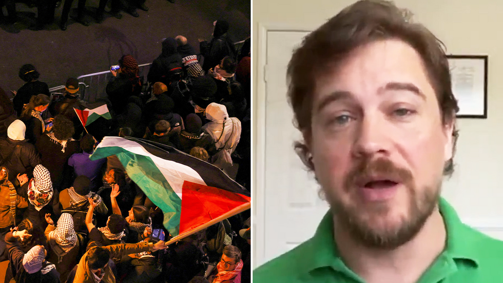 Pro-Palestine demonstrators on campus and Ian Samuel