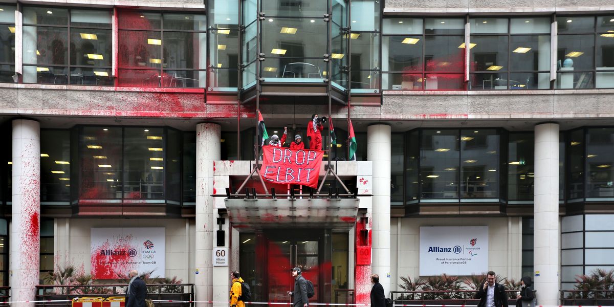NextImg:Pro-Palestine protesters vandalise Allianz London offices with red paint just one day after Six Nations stunt
