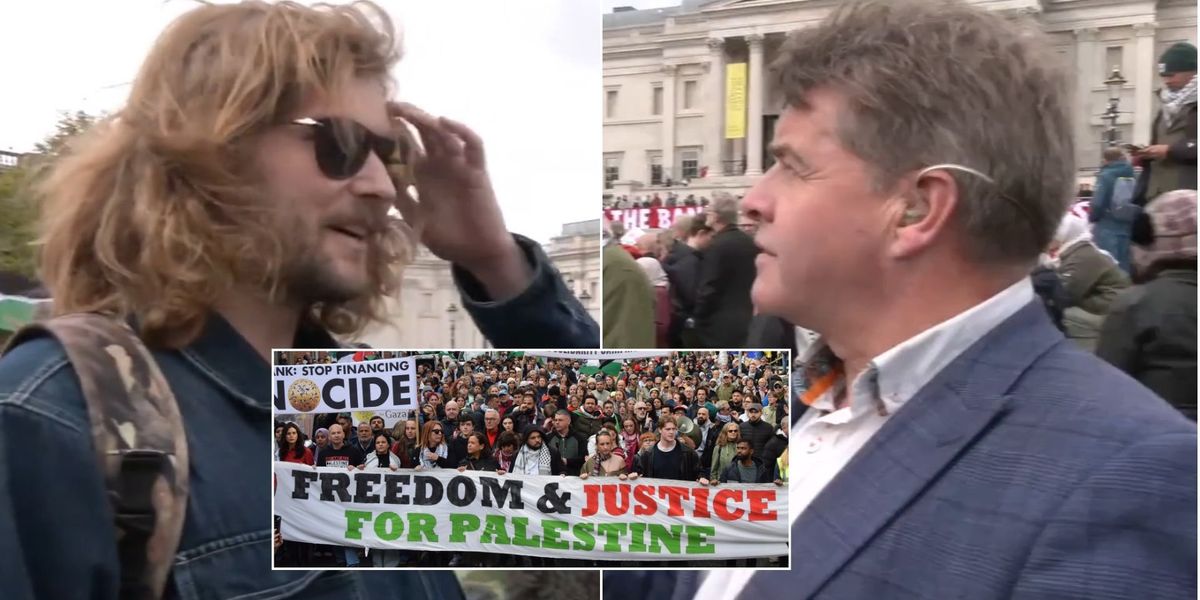 Pro-Palestine protests: Fiery showdown as demonstrator lashes out at GB News’ Dougie Beattie Pro-Palestine protests: Fiery showdown as demonstrator lashes out at GB News’ Dougie Beattie