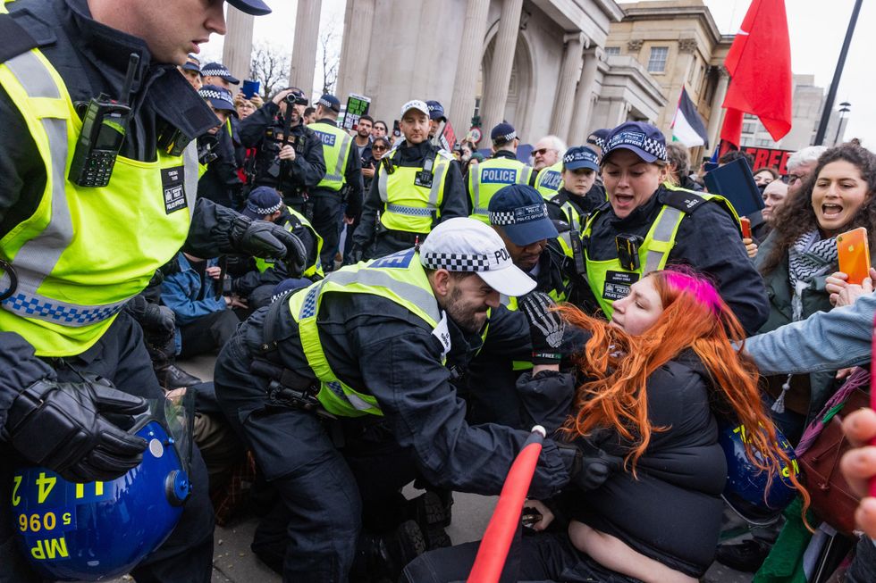 Pro-Palestine protesters clashing with police