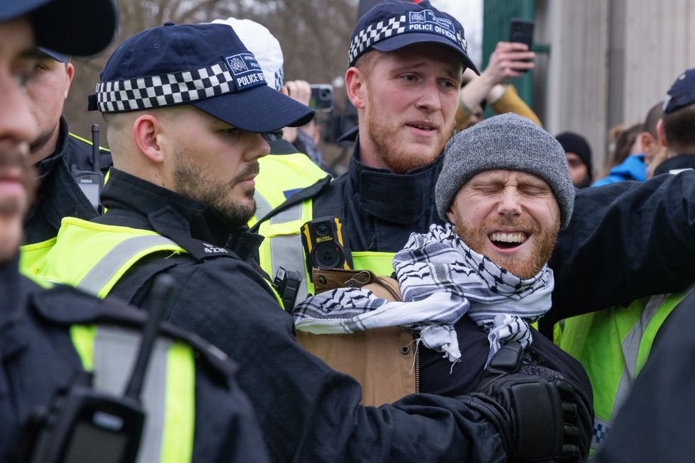 Pro-Palestine protesters clashing with police