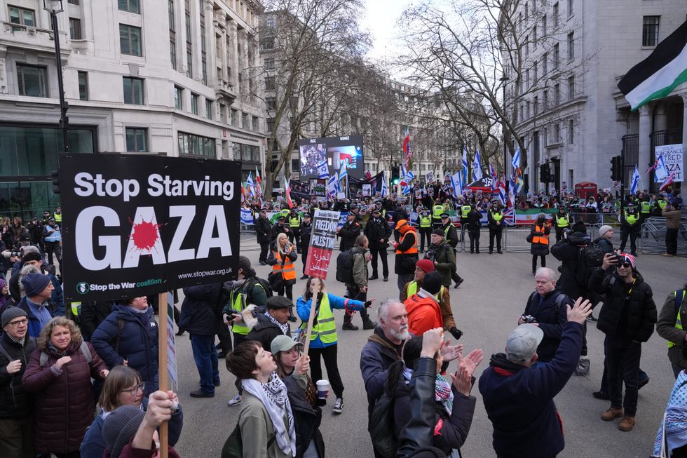 Pro-Palestine protesters gathered in London on Saturday