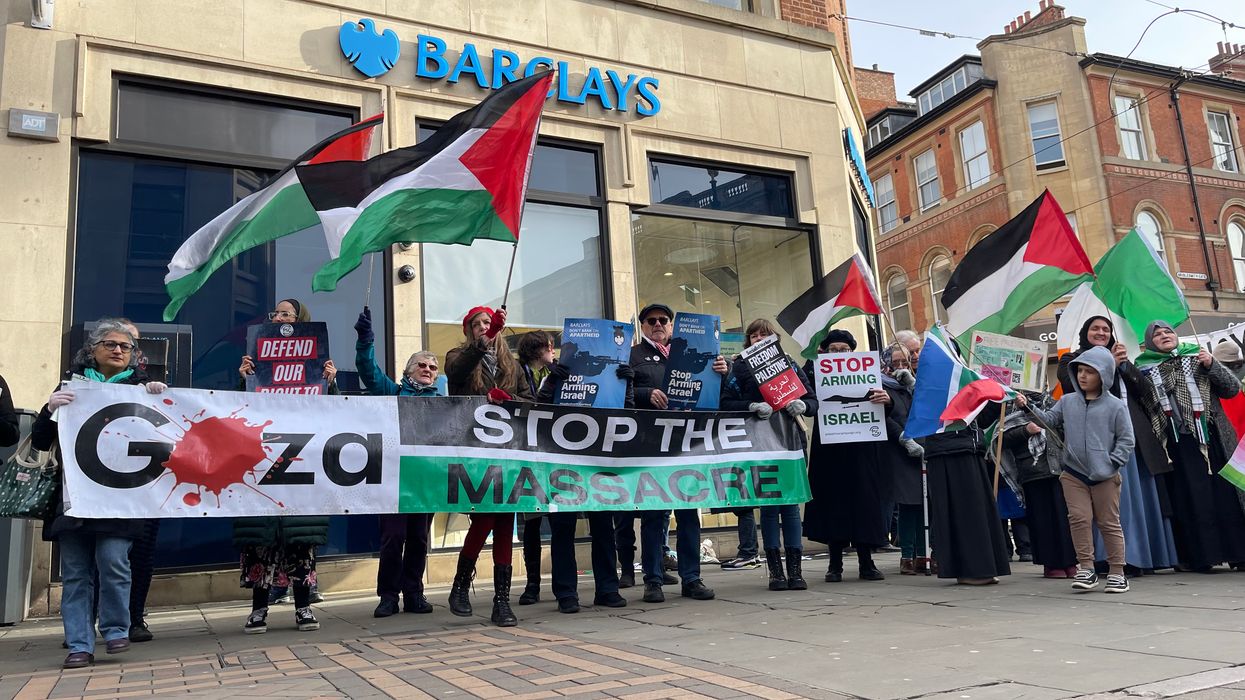 Pro-Palestine protesters outside Barclays