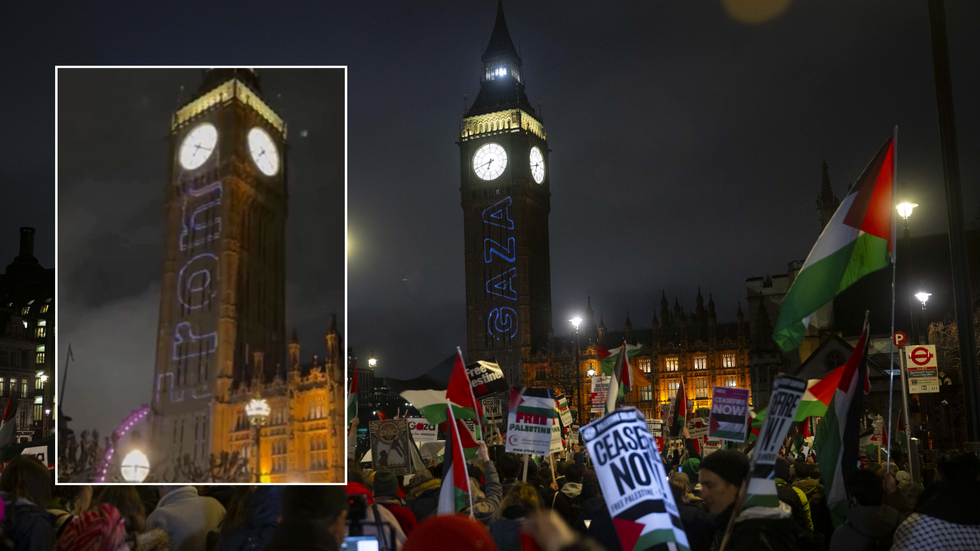 Pro-Palestine protesters outside Westminster