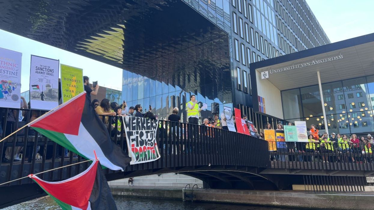  Pro-Palestinian demonstrators gather at the Roeterseiland campus in the Dutch capital