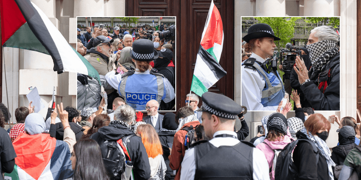 Pro-Palestine mob surround Royal Navy officers and brand them ‘baby killers’ as they storm Ministry of Defence HQ Pro-Palestine mob surround Royal Navy officers and brand them ‘baby killers’ as they storm Ministry of Defence HQ