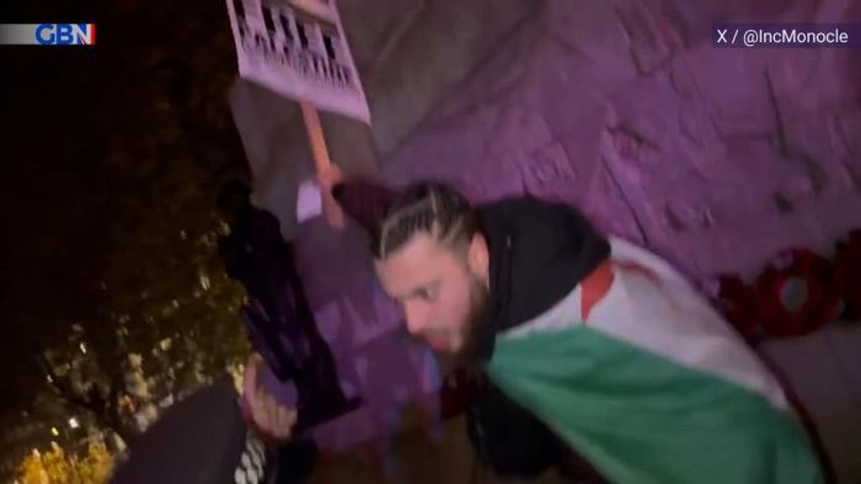 Pro-Palestine activist sparks outrage after climbing London war memorial - and police say there's nothing they can do